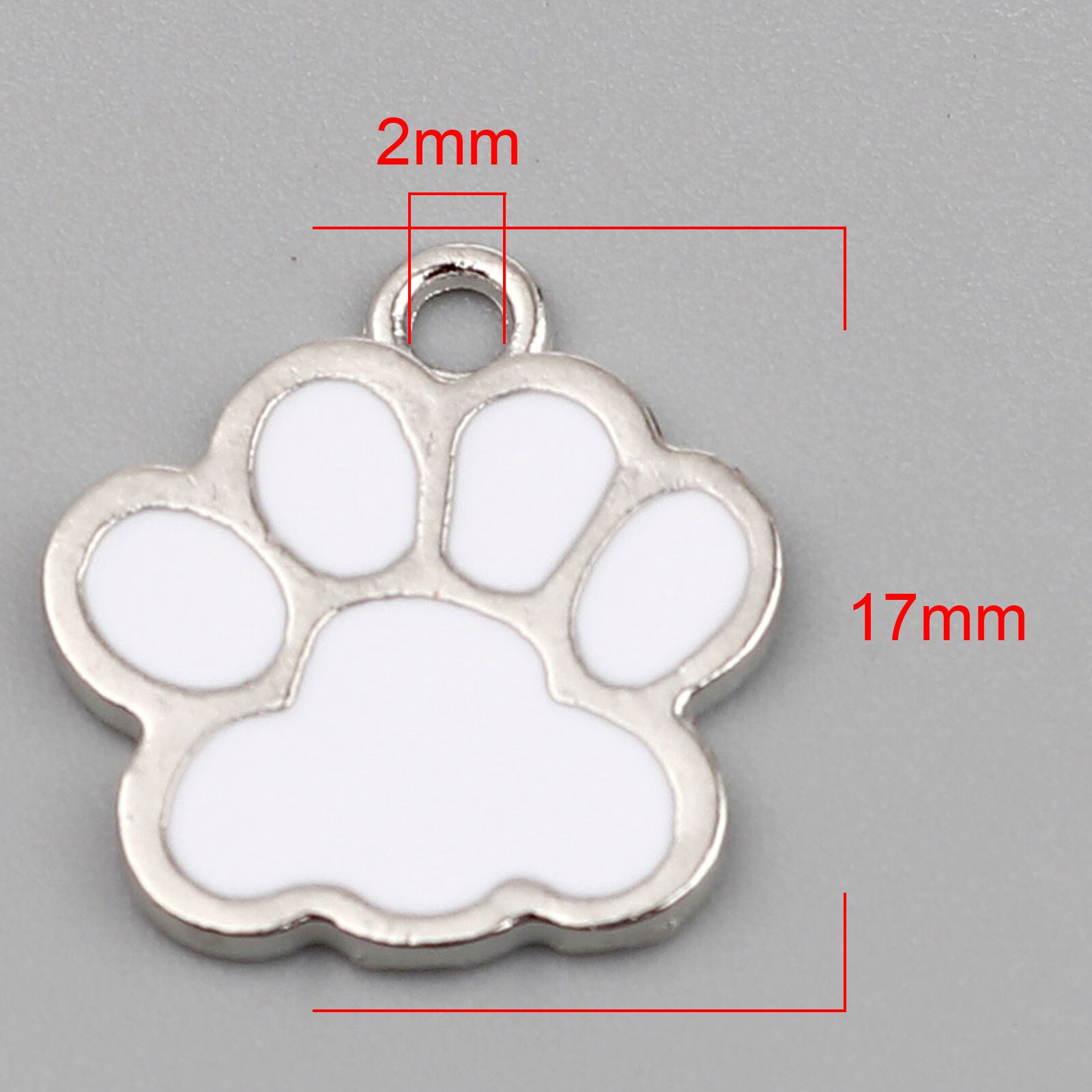 20PCs Animal Series Zinc Based Alloy Charms Pendant For Jewelry Making Paw Claw Silver Color Purple Enamel 17mm x 16mm: 4