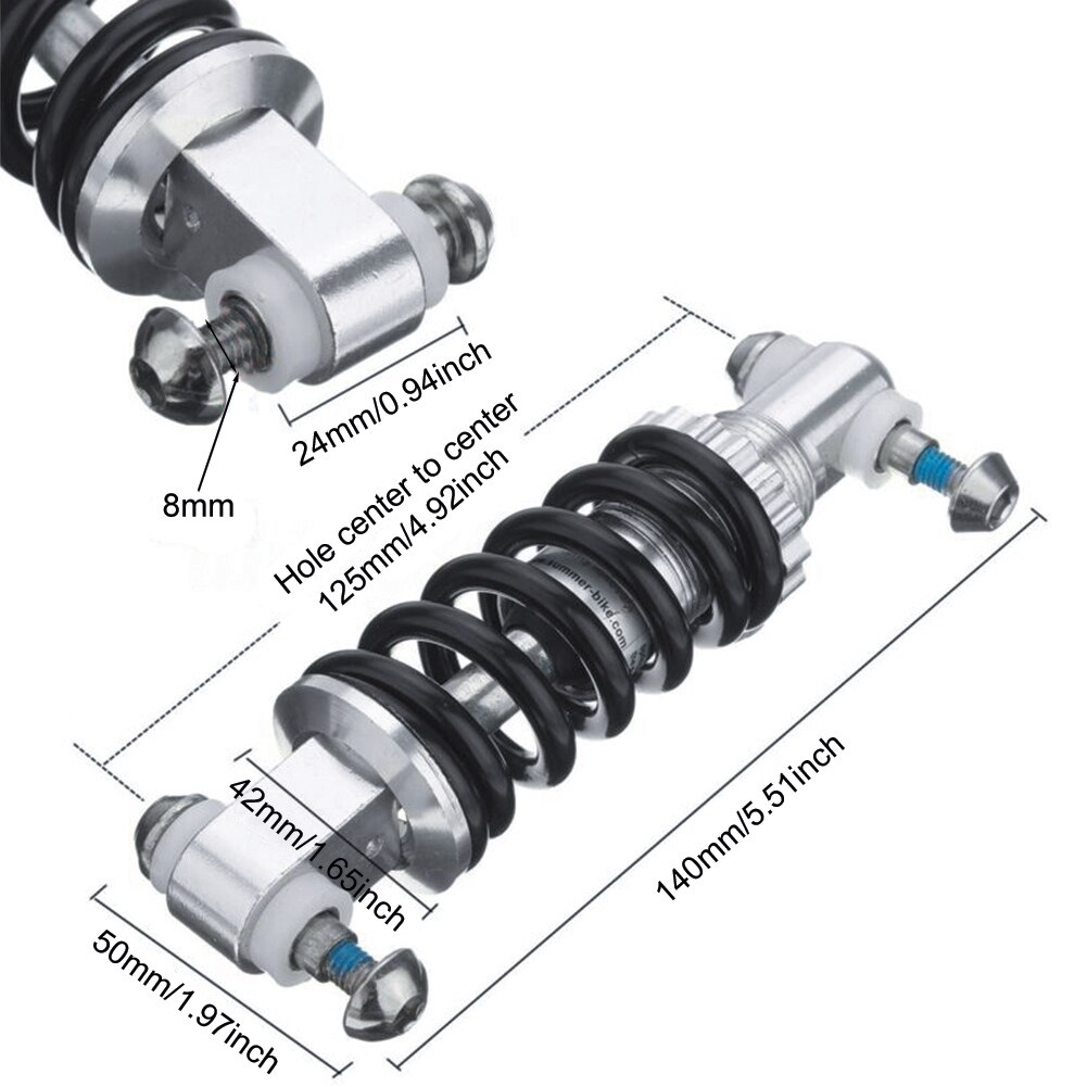 MTB Rear Suspension Damper Spring Shock Absorber 125mm 450LBS Bicycle Spring Shock absorber Stainless Steel