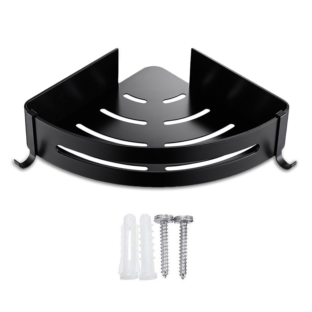 Aluminum Bathroom Shelf Shower Shelves No-drill Wall Mount Shower Storage Rack Corner Shelf Bathroom Accessories: Black