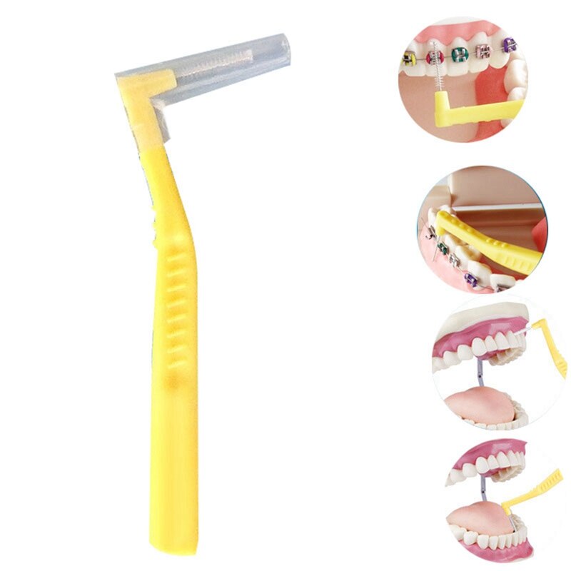 40x ASUS Push-Pull Interdental Brush Tooth Pick Tooth Orthodontic Toothpick Toothbrush Yellow &amp; Orange