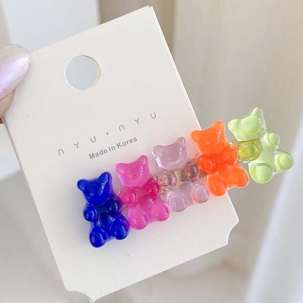 Snoep Kleur Jelly Bear Shape Hair Clips Haarspeldjes Leuke Cartoon Dier Haarspeld Vrouwen Meisjes Haarspelden Haar Acccessories: 5bears a