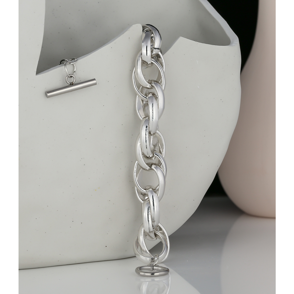 Yhpup Statement Aluminum Metal Chain Bangle Bracelet for Women Punk Aluminium Bracelet Party Gala Pulseras Jewelry