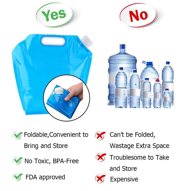 5 litros dobrável saco de recipiente de água esportes ao ar livre viagem acampamento caminhadas equitação sobrevivência portátil dobrável saco de armazenamento de água