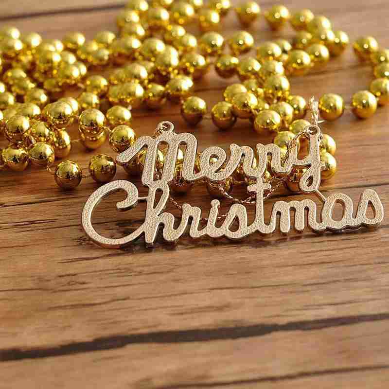 Silver Bead Chain Garland Christmas Tree Decorations Decorations Pearl Beads Christmas Ornament Chain For Home Hanging