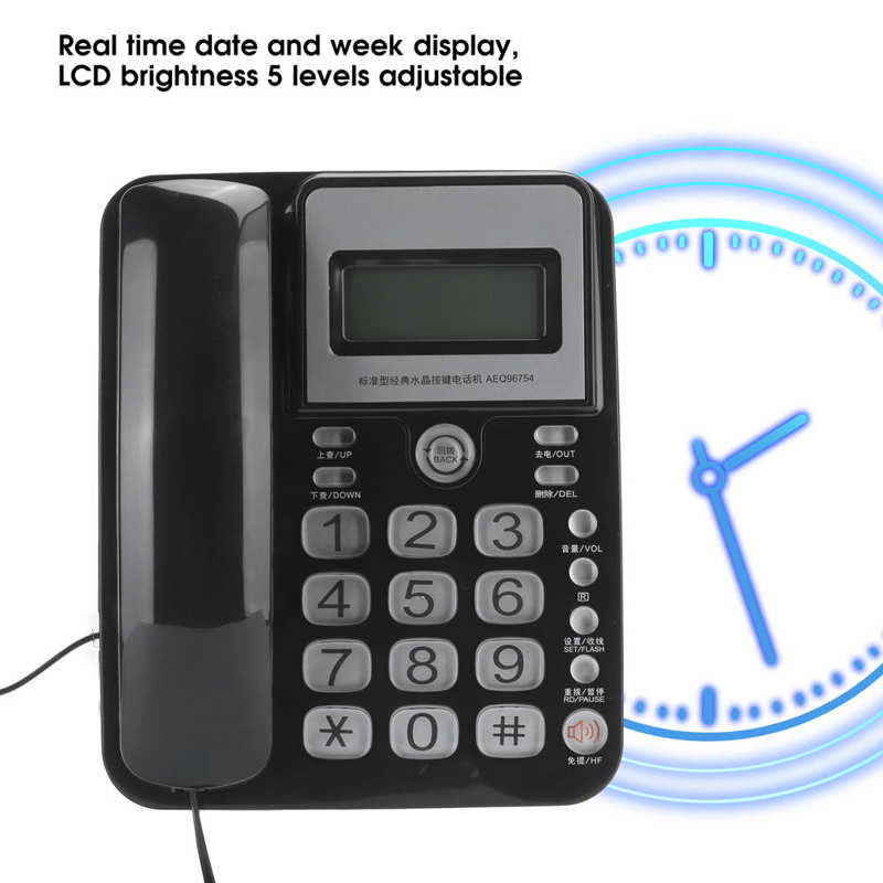 AEQ96754 Large Button Desk Phone ID Caller Single Wired Corded Telephone for Home Office ID Caller Telephone