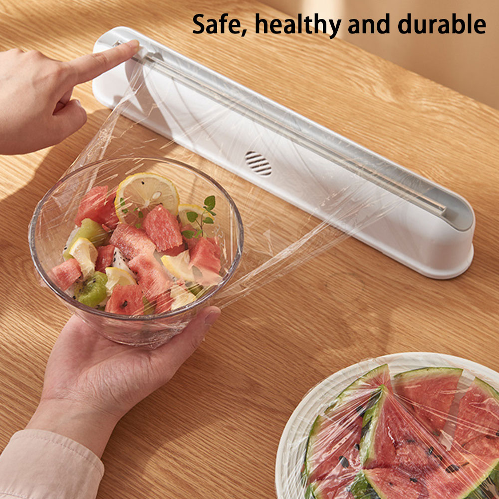 Plastic Packaging Dispenser With Sliding Cutter Reusable Wrap Dispenser Wall-Mounted Tin/Aluminum Foil Dispenser Cling Film