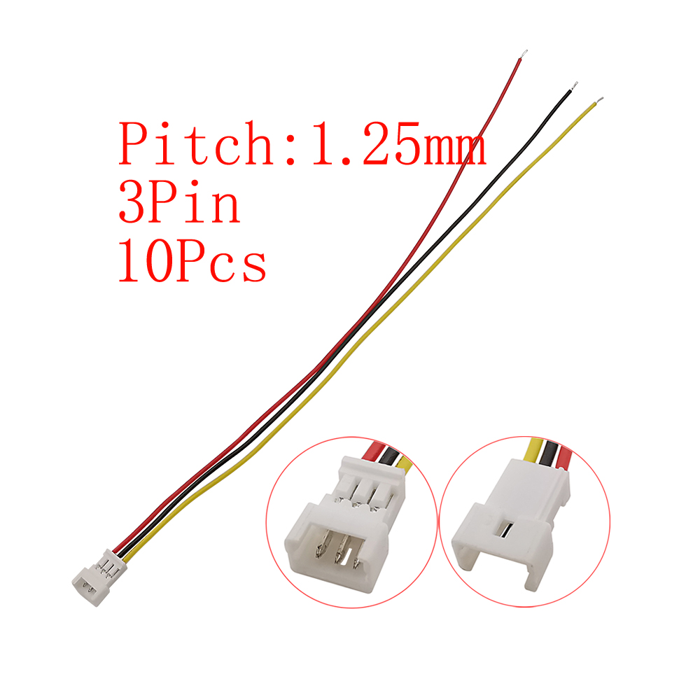 10Pcs Mini Micro JST 1.25mm Pitch Male / Female Connector 2/3/4/5/6 Pin Plug With Terminal Wires Cables Socket 150MM 28AWG: Brown