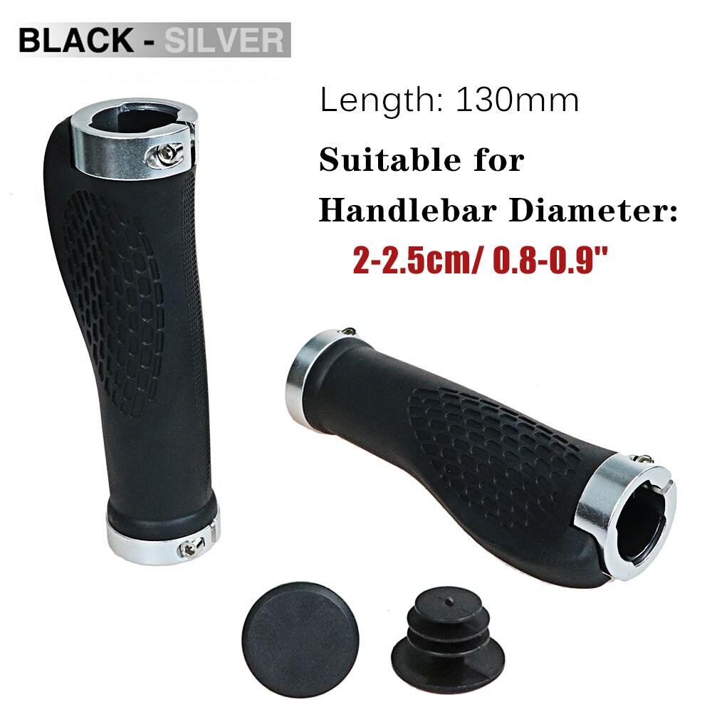 Guidão de bicicleta mtb, peças de guidão de liga de alumínio anti-derrapante e de borracha de 2.2cm para mountain road mbx preto azul vermelho: Black-Silver