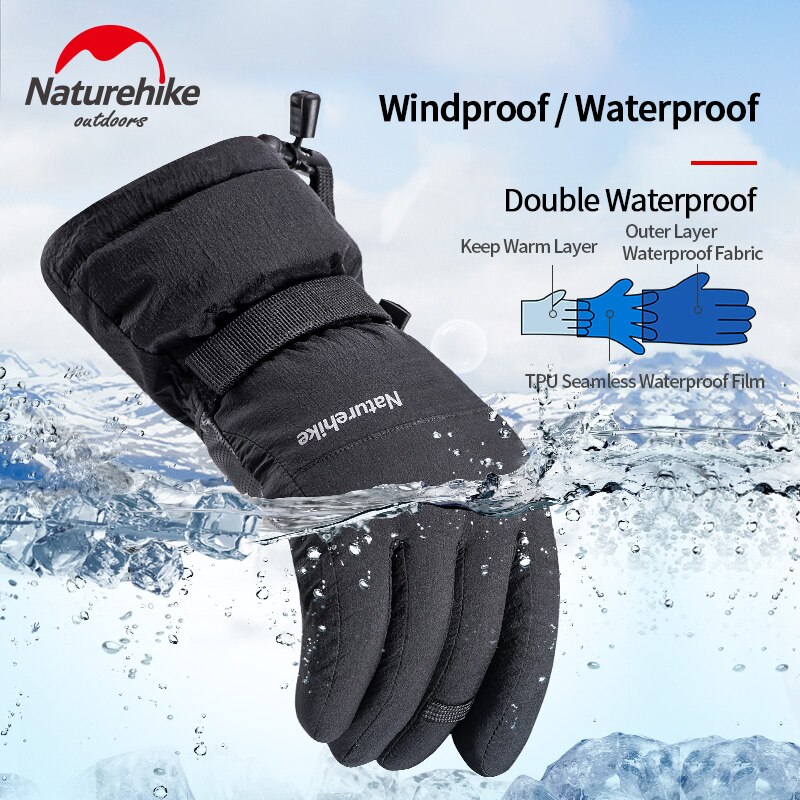 Natureigh-gants d'hiver en duvet de canard pour hommes et femmes, gants de Sport en velours, imperméables et coupe-vent épais et chauds pour l'escalade et le ski