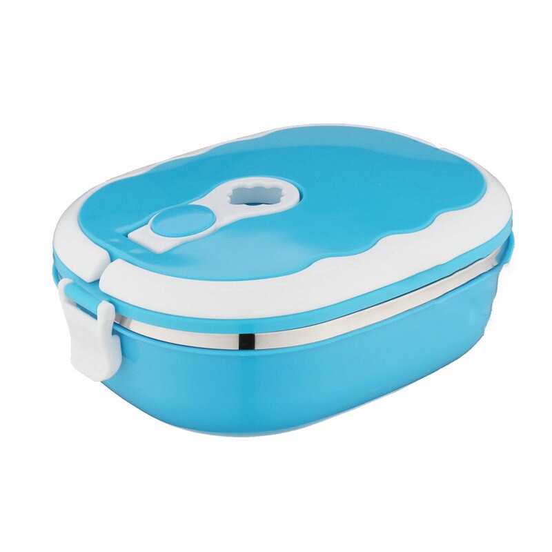 1pc Lunch Box 900ml Portable Thermal Heated Food Stainless Steel Dinnerware Food Storage Boxes Container Insulated Lunchbox: Blue