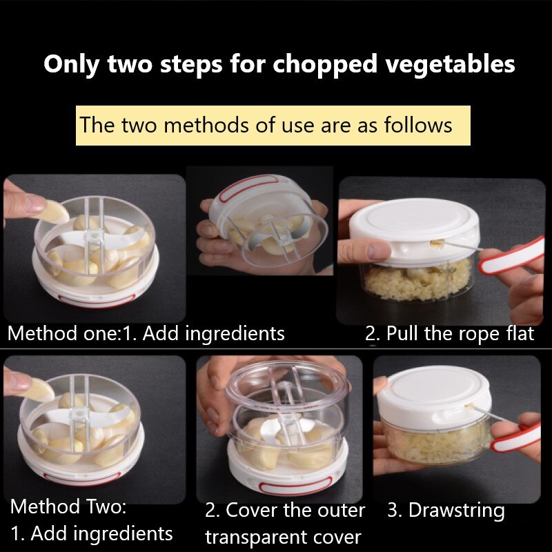 1 Pcs Garlic Artifact Double-layer Hand-protected Garlic Kitchen Mini Manual Garlic Garlic Cutting Vegetable Cutting Meat Tools