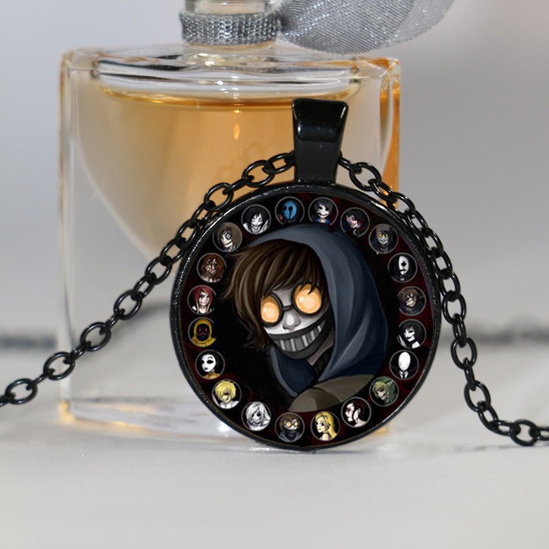 Accessory For Kids Creepypasta CREEPY PASTA TICCI TOBY Necklace Glass Bronze Pendant chain JEFF THE KILLER HZ1: 3Black