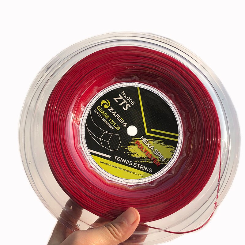 1 Reel 200M Echt Zarsia Hexagon Tennis String Reel Tennis String, Gemaakt In Taiwan, hex Spin Polyester Snaren: Rood