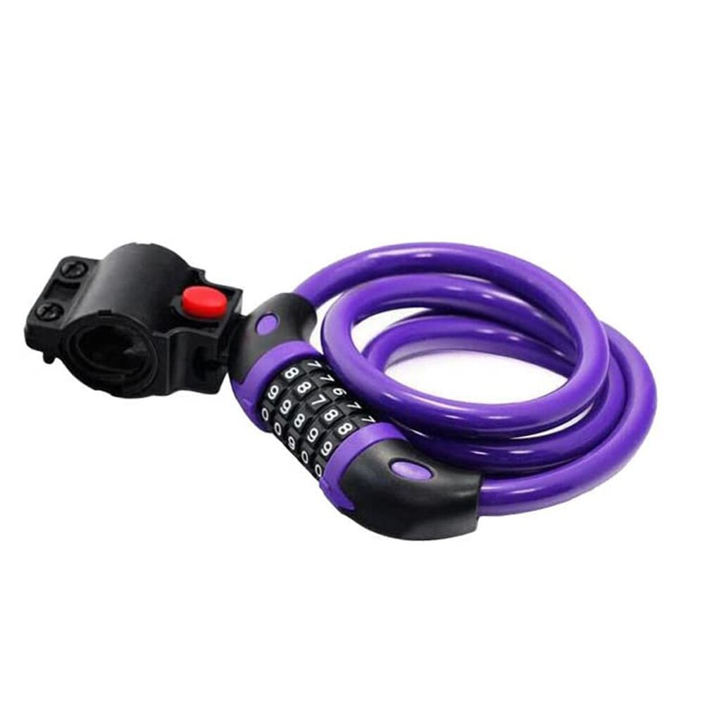 Goede Gezonde Fietsslot 5 Cijferige Code Combinatie Fiets Security Lock Stalen Kabel Spiraal Fietsen Lock: Purple