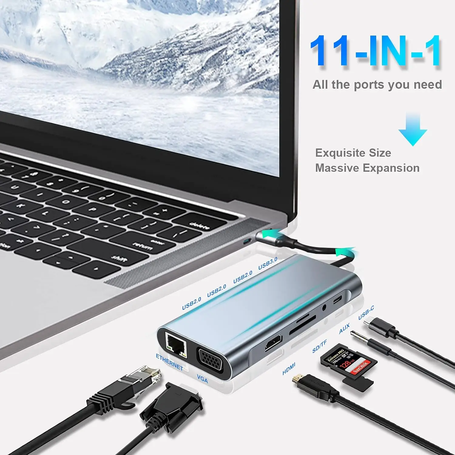 11 in 1 USB C Docking Stations USB C HUB Type C naar HDMI Adapter 4K USB 3.0 Splitter Adapter voor Laptop Macbook PC Accessoires