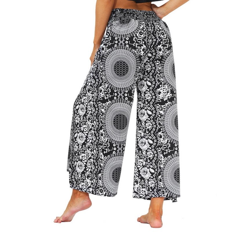 Womens Palazzo Casual Yoga Broek, Slit Brede Been Broek Casual Beach Boho Vintage Hippie Bohemian Pilatus