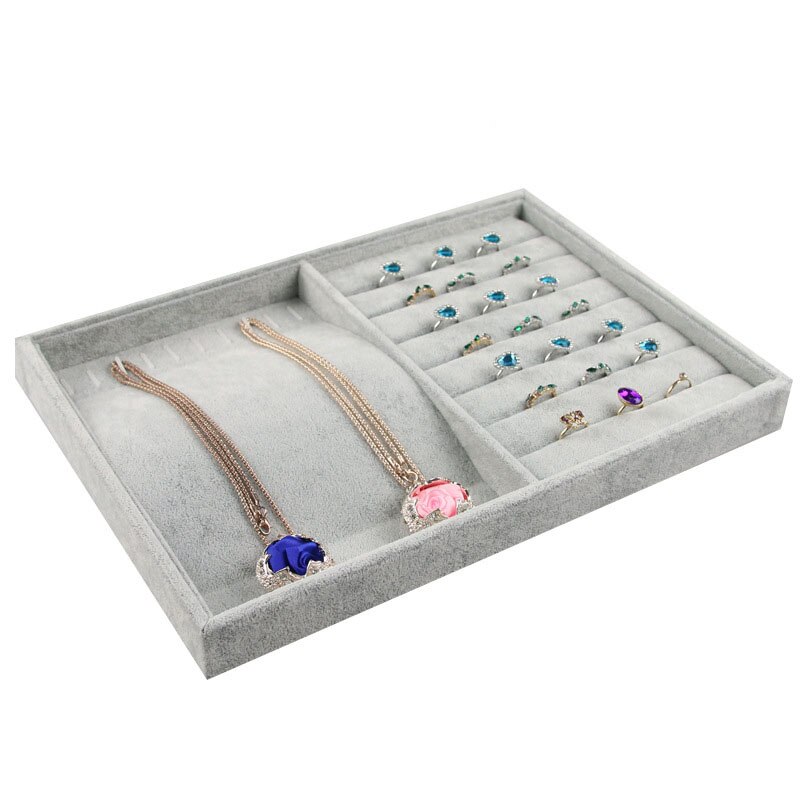Fløyels smykkeskuff arrangør ring øredobber etui armbånd halskjede anheng oppbevaringsbrett smykker lagringsorgan