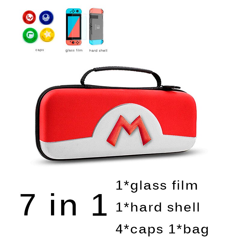 Bolsa de almacenamiento portátil, Estuche de transporte de carcasa EVA para Nintendo Switch resistente al agua, protector de Pokeball para accesorios de consola NS: C small 7 in 1