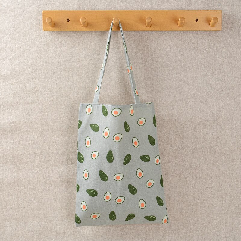 Sacs à bandoulière en coton et en lin, sacs à bandoulière de Shopping en toile pour femmes, fourre-tout, pochette de rangement d'épicerie,: Avocado