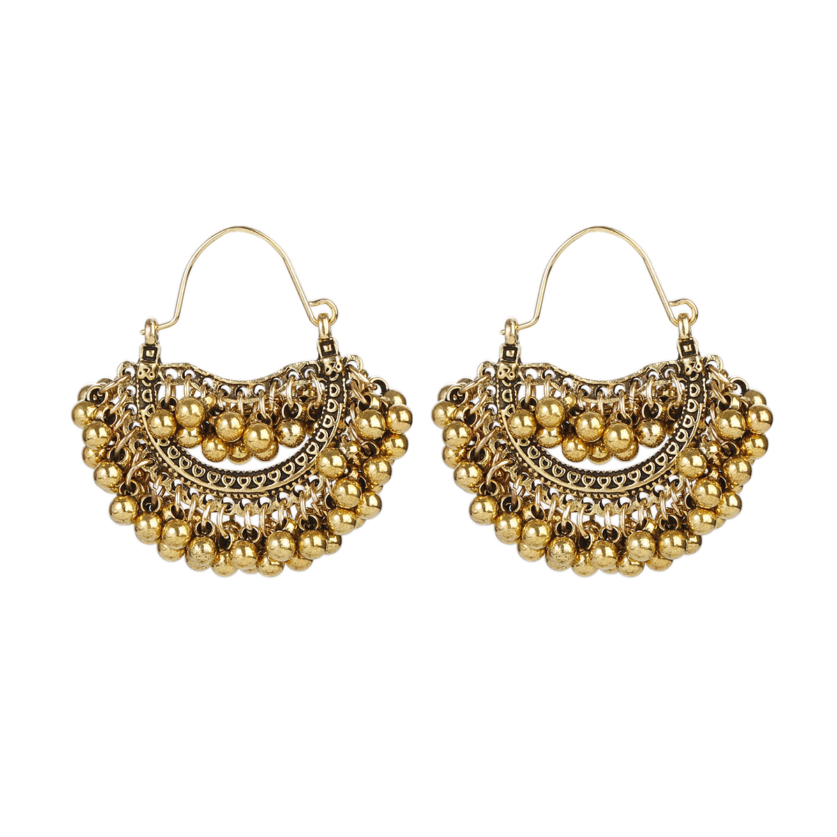 Vintage Retro Goud Legering Sector Bollywood Geoxideerd Oorbellen Voor Vrouwen Boho Etnische Kralen Kwastje Jhumka Dangle Oorbellen