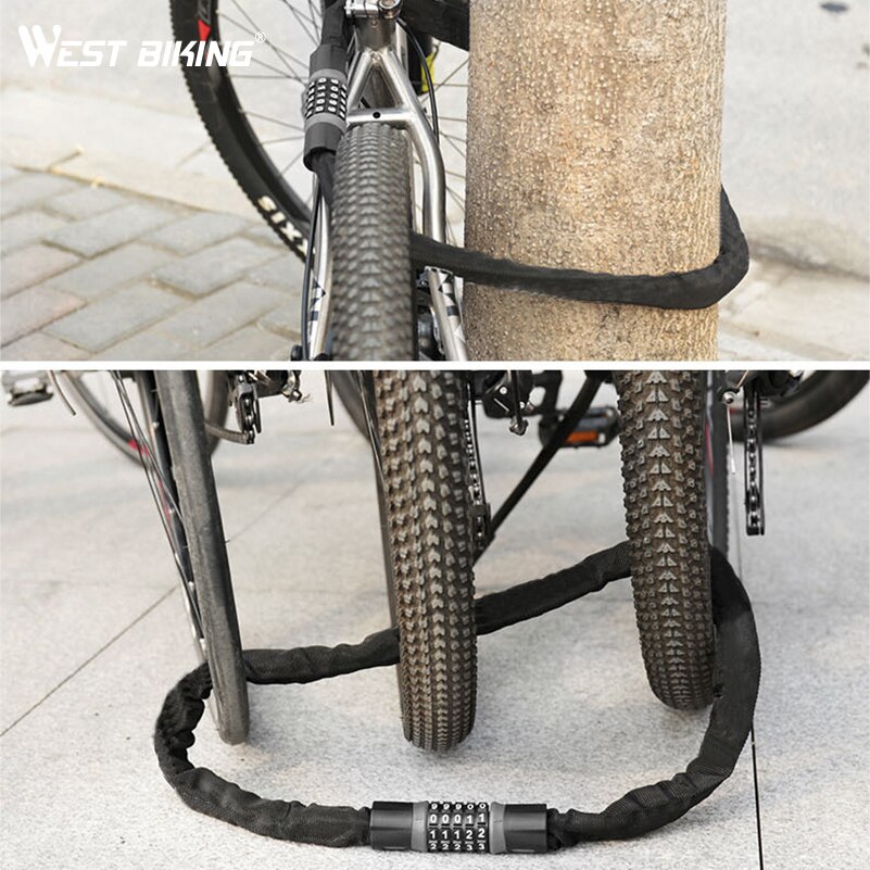 West Fietsen Bike Lock 0.9/1.2/1.45 M Motorfiets Fiets Kabel Lock Anti-Diefstal Met 5 Wachtwoord gecodeerde Gelegeerd Staal Sloten Voor Fietsen