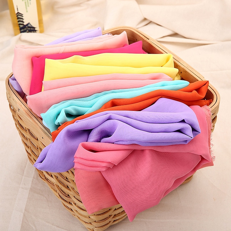 Billigt stof tyndt sommer solid chiffon til syning kjole foring kan se dog  tj0201