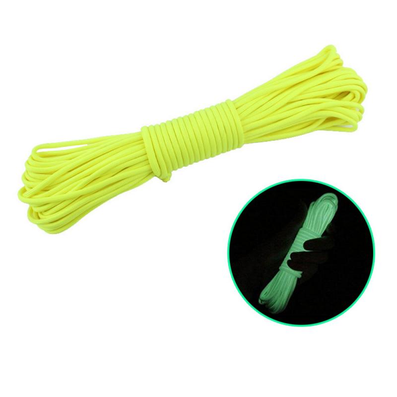 Cuerda luminosa de supervivencia de 20M, cuerda luminosa para campamento, cuerda de paracaídas con cordones de cuerda, equipo de Camping