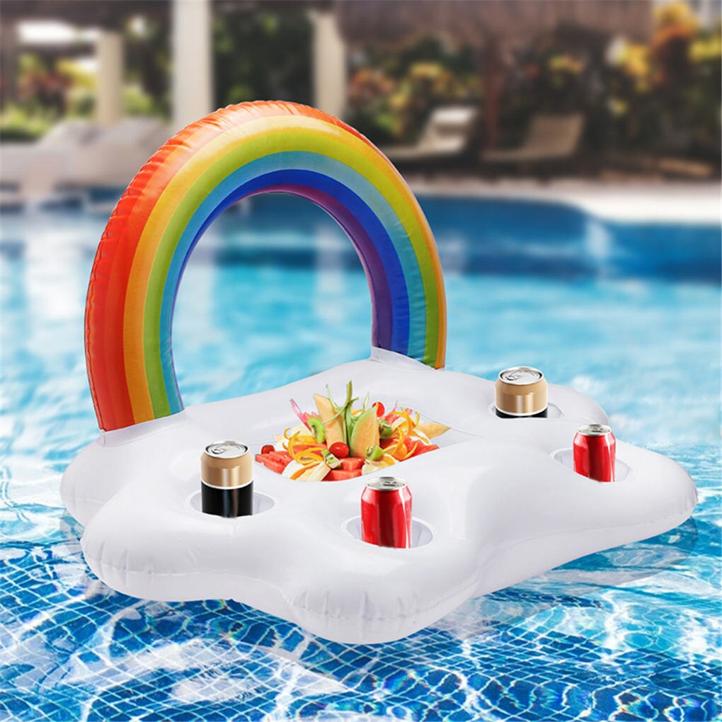Air Mattresses For Cup Summer Party Bucket Rainbow Cloud Cup Holder Inflatable Pool Float Beach Pool Table Bar Tray