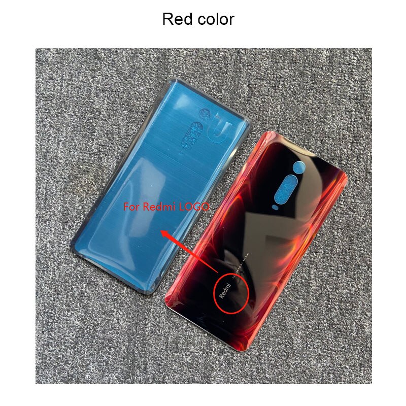 6.39 &quot Batterij Cover Voor Xiaomi MI9T Mi 9T / Pro Terug Behuizing Glas Panel Achterklep Case voor Xiaomi Redmi K20 / K20 Pro: For Redmi logo red