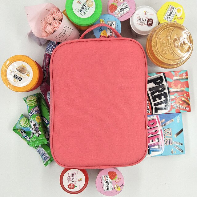 Swiss classic brand waterproof lunch bag Oxford travel essential picnic clutch unisex insulated lunch box: peach red