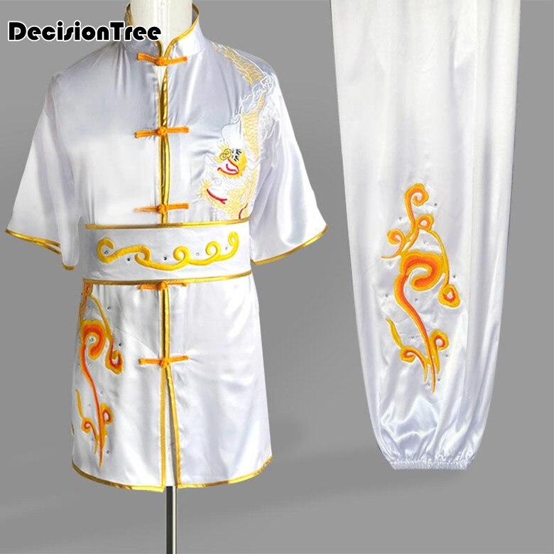 Chinese Tai Chi Wushu Kleding Vechtsport Pak Kung Fu Uniform Wing Chun Shaolin Geborduurde Demo Outfit Voor Mannen