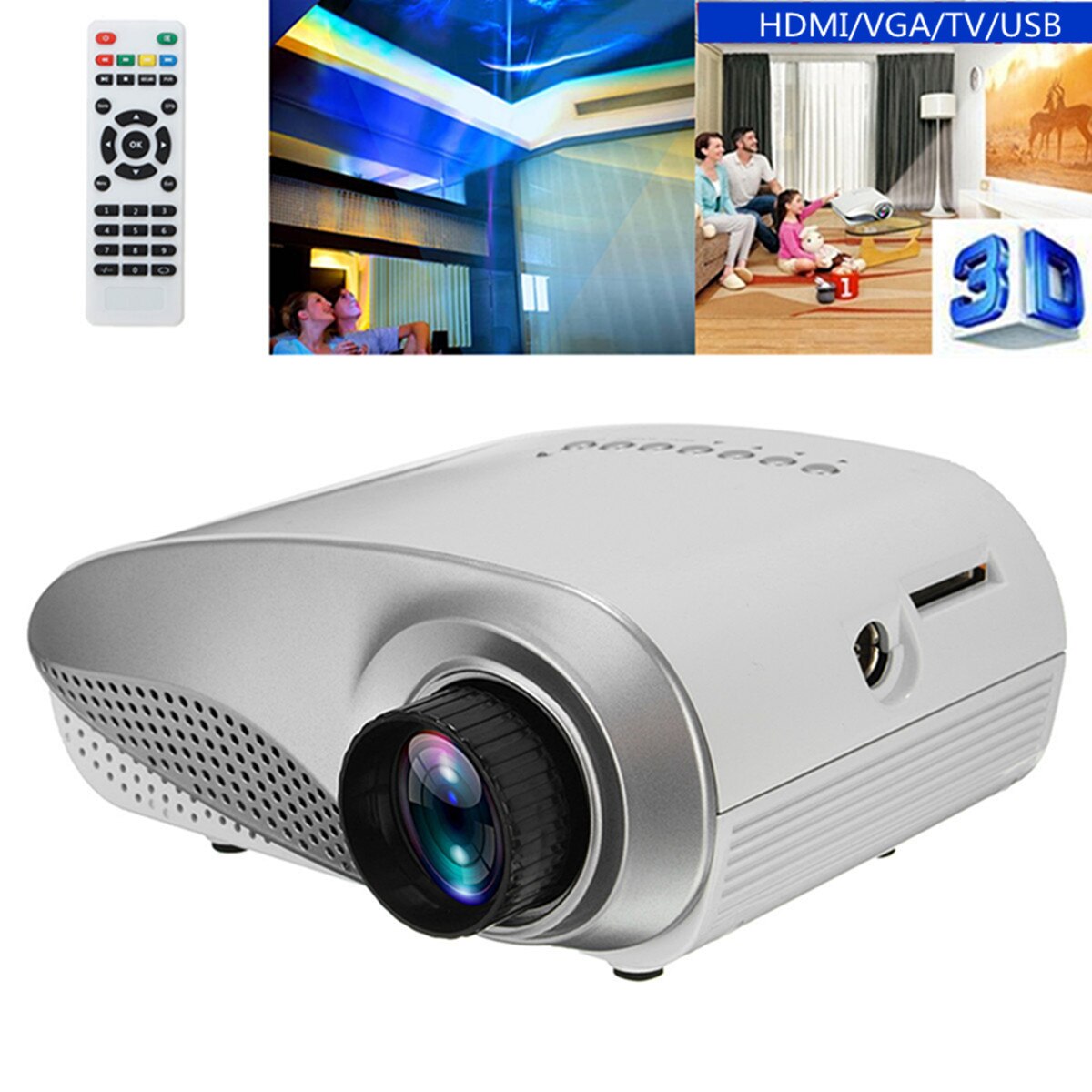 Mini Projector Full Hd Draagbare 1080P 3D Hd Led Projector Multimedia Home Theater Usb Vga Hdmi Tv Thuis theatre-systeem