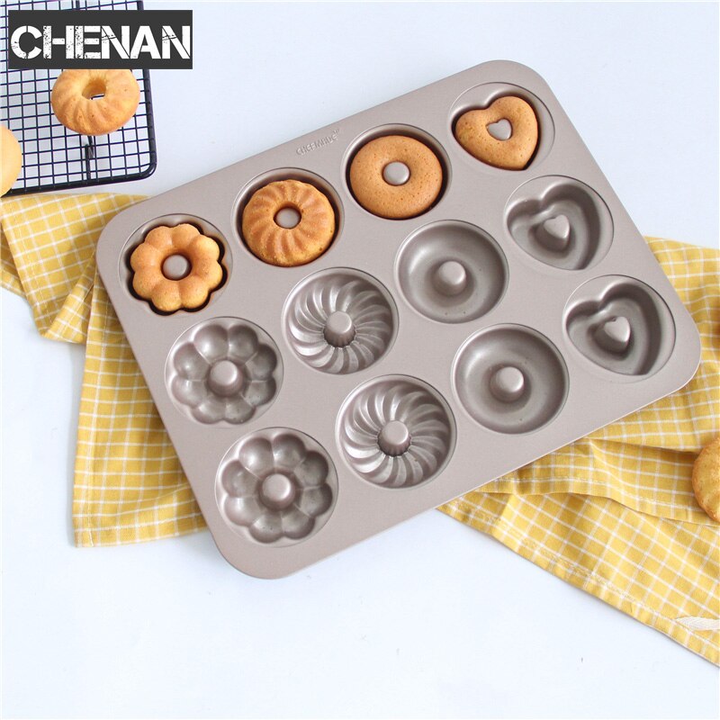 L Maat 12Cups Cake Modle 12 Gaten Metalen Cakevorm Muffin Plaat Brood Mousse Toast Pan Chocolade Zeep Bakken gereedschap