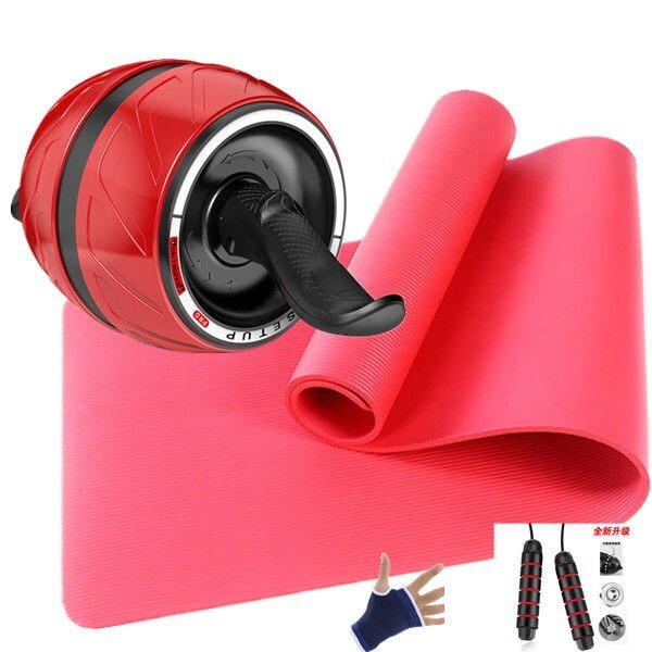 Automatische veerkrachtige power roller buikspierwiel voor mannen en vrouwen, buikspiertrainer voor thuis, dunne taille, dunne buik.: Luxe combo springtouw met palmbescherming van staaldraad voor dames