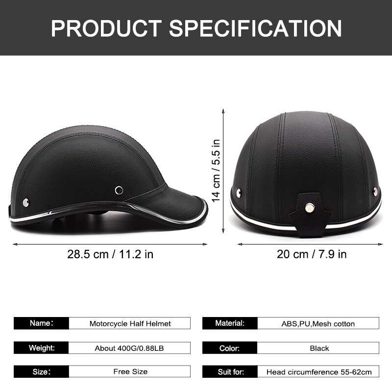 Wosawe Pu Elektrische Fiets Scooter Rijden Helm En Anti-Uv Goggle Motorfiets Fietsen Half Open Helm Baseball Cap