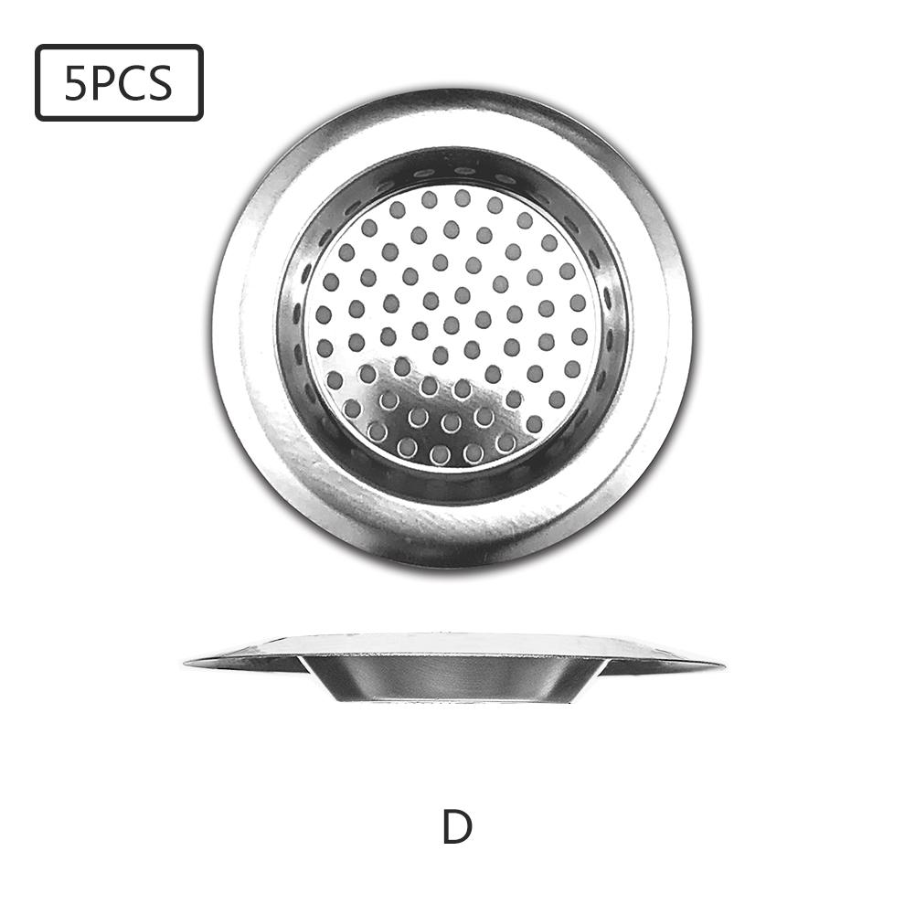 5PCS Kitchen Stainless Steel Sink Filter Bathtub Hair Catcher Stopper Shower Drain Hole Filter Trap Metal Sink Strainer Colander: D 75mm 5PCS