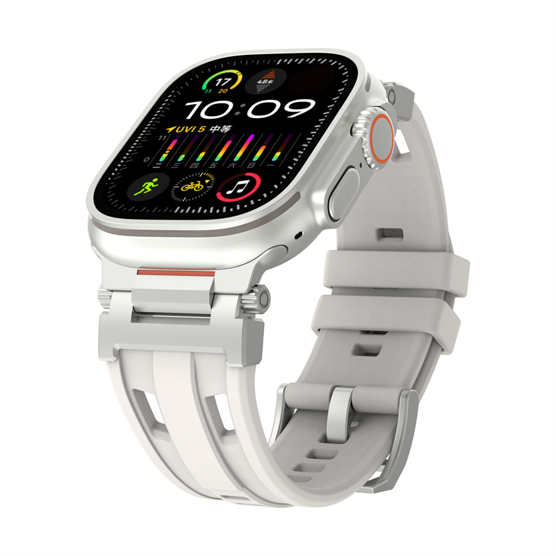 Bracelet de montre en Silicone pour Apple Watch série 10 46mm Ultra 2 49mm, Bracelet de Sport pour iWatch 9 8 7 6 SE 44MM 45MM 42MM: White black / 14mm