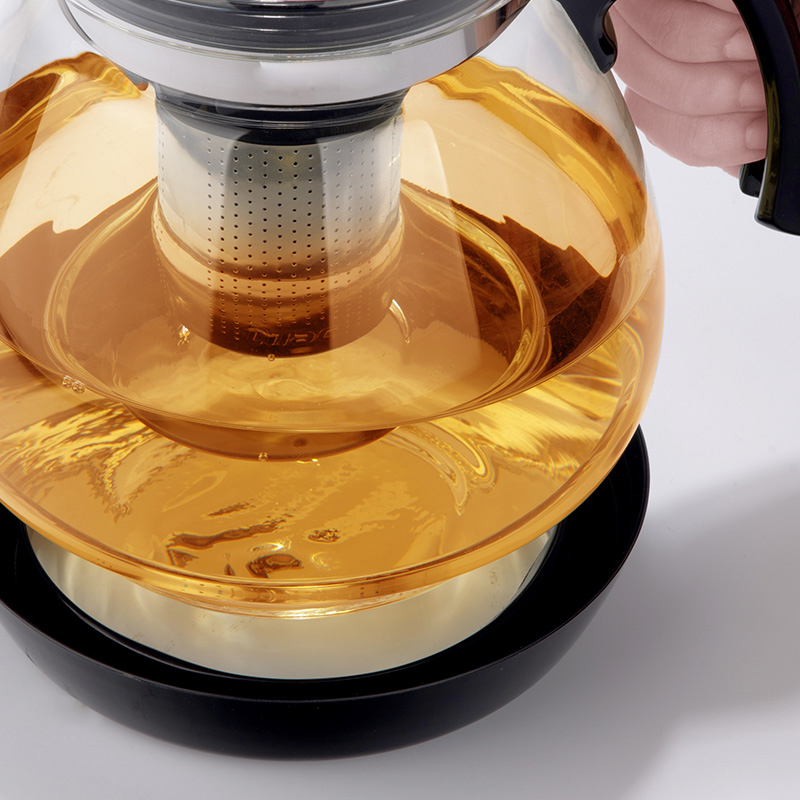 Tetera de vidrio con filtro de Infusor de acero extraíble, tetera de de 1.6L y 2.3L, opcional, Premium