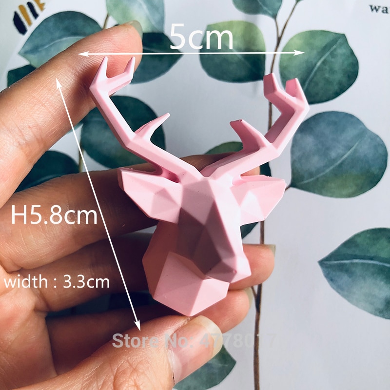Geometric deer head concrete mold diy lucky Elk Soap polymer Clay silicone forms Molds for gypsum Aroma plaster Car craft