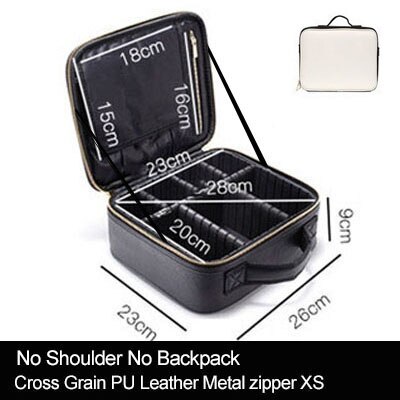 Clapboard Cosmetic Bag Leather Make Up Box Large Capacity Storage Handbag Travel Insert Toiletry Makeup Suitcase: XS PU Metal zipper