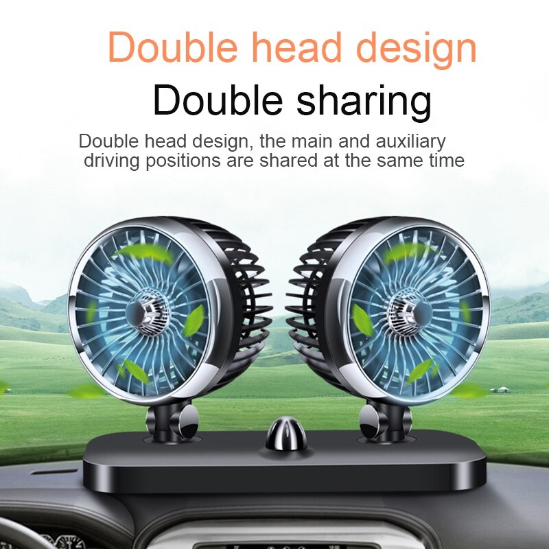 12V Car Portable Double-Headed Electric Air Fan Adjustable Suction Cup ...