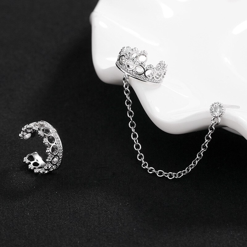 1 stück Ohr Manschette Clip Kette Ohrring Für Frauen Kristall Clip Auf Ohrringe Koreanische silber farbe Schmuck Femme Neue gilr Earcuff