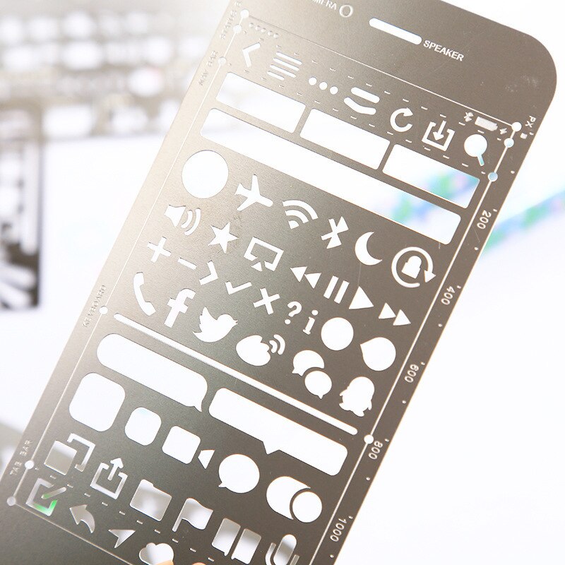 Cute Phone Hollow Metal Ruler Craft Dies Graffiti Drawing Template Ruler Scrapbooking Dies Metal Spellbinders