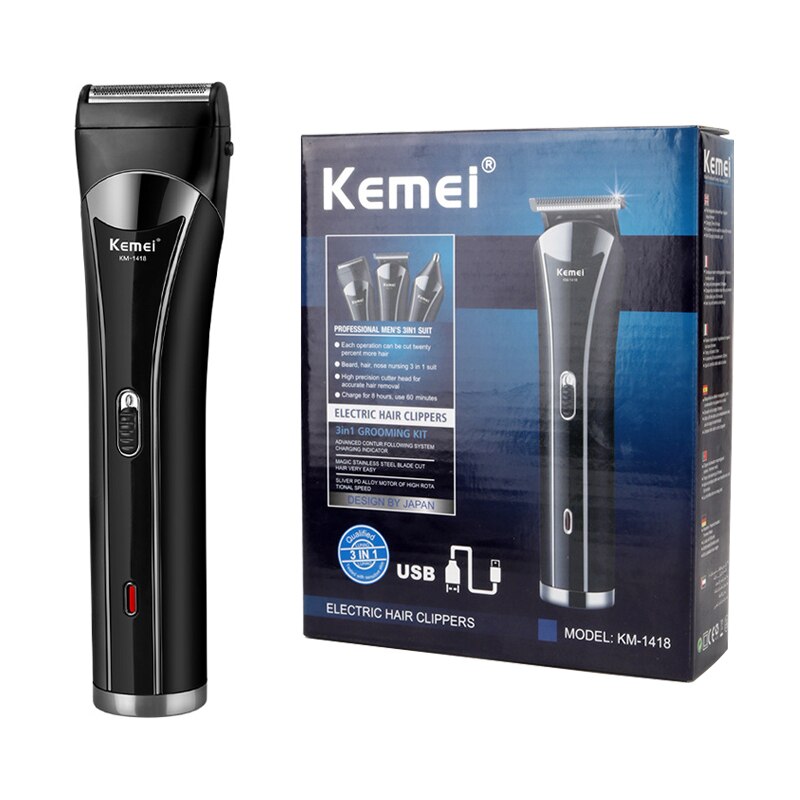 Kemei scheerapparaatset, elektrisch scheerapparaat, tondeuse, elektrisch scheerapparaat, oplaadbaar baardscheerapparaat: Met doos
