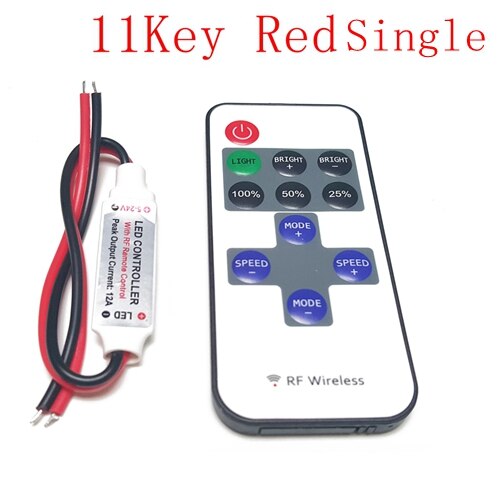Enkele RGB Led Controller DC 12V 24key Doos 44key 11 toetsen 17key Mini Afstandsbediening Dimmer voor SMD 3528 5050 2835 Led Strip Licht: 11key Single Red