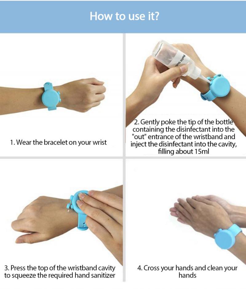 Bracelet en Silicone distributeur de désinfectant pour les mains, sous-emballage, pompe distributrice de désinfectant pour les mains