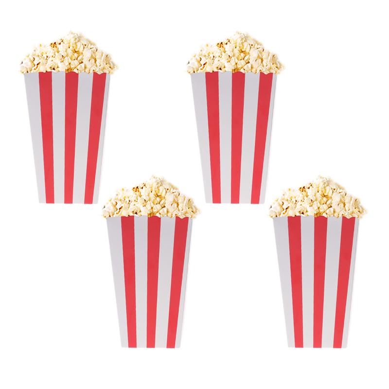 24 stk popcorn kasser holder beholdere kartoner papirpose stribe boks til biograf dessertborde bryllup favor fest forsyninger
