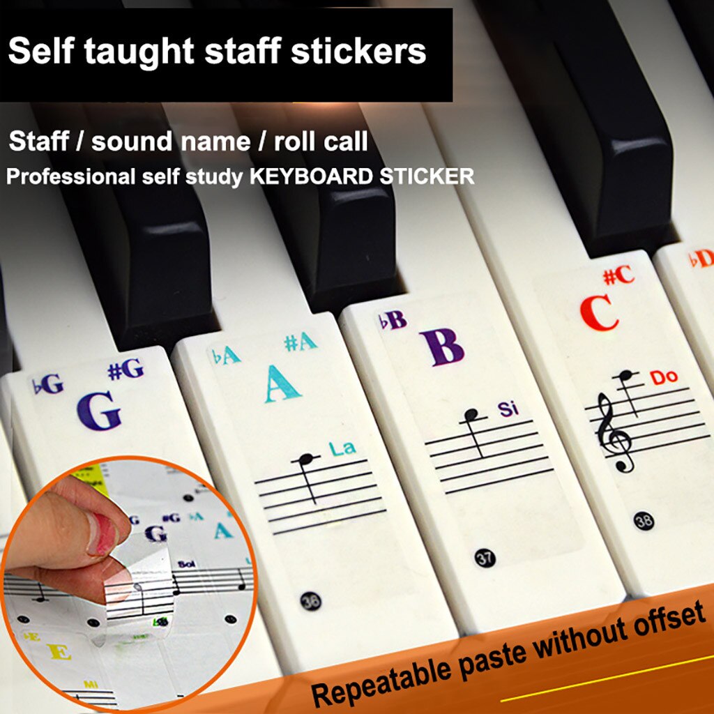 Transparent detachable music decal notes piano keyboard stickers 88/61/54/49-key electronic piano piano spectrum sticker symbolS