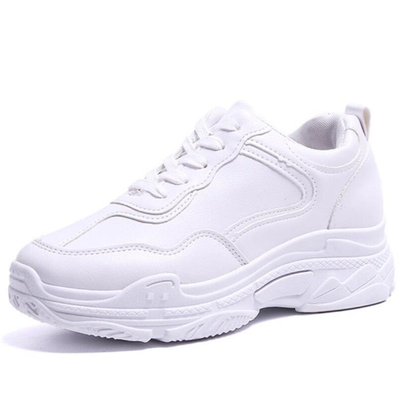 Lente Mode Vrouwen Casual Schoenen Lederen Platform Schoenen Vrouwen Sneakers Dames Wit Trainers Chaussure Femme