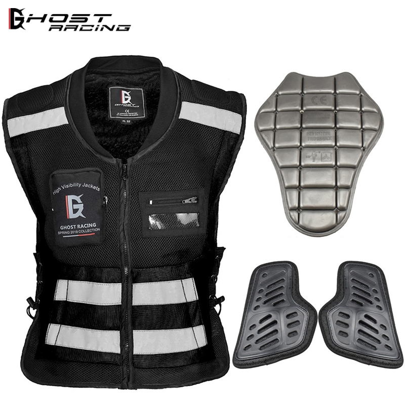 GHOST RACING Back Chest protector Motorcycle jcaket vest built-in protective gear Motobike Motocross Riding Off-Road Safety Vest